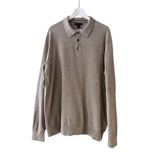 Banana Republic Pima Cotton Cashmere Shirt XXL Tall Oatmeal Cream Casual Collar